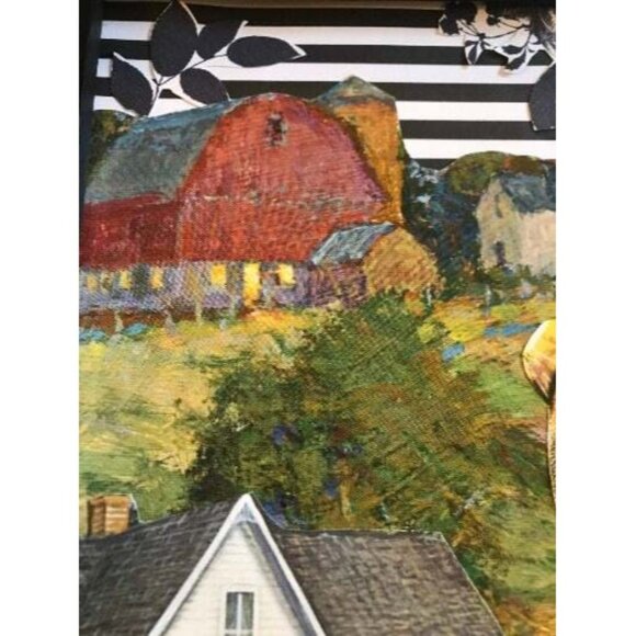 Rustic Country Cute Farmer Boy Handmade Collage Framed Wall Art OOAK Decor - Picture 6 of 6